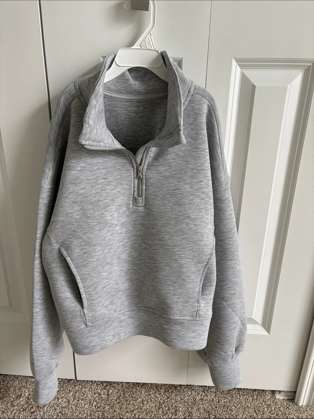 Old Navy Girls' Heather Gray Half-Zip Pullover Hoodie
